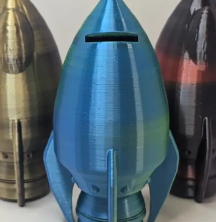 3D printed Rocket Piggy Bank — community design photo